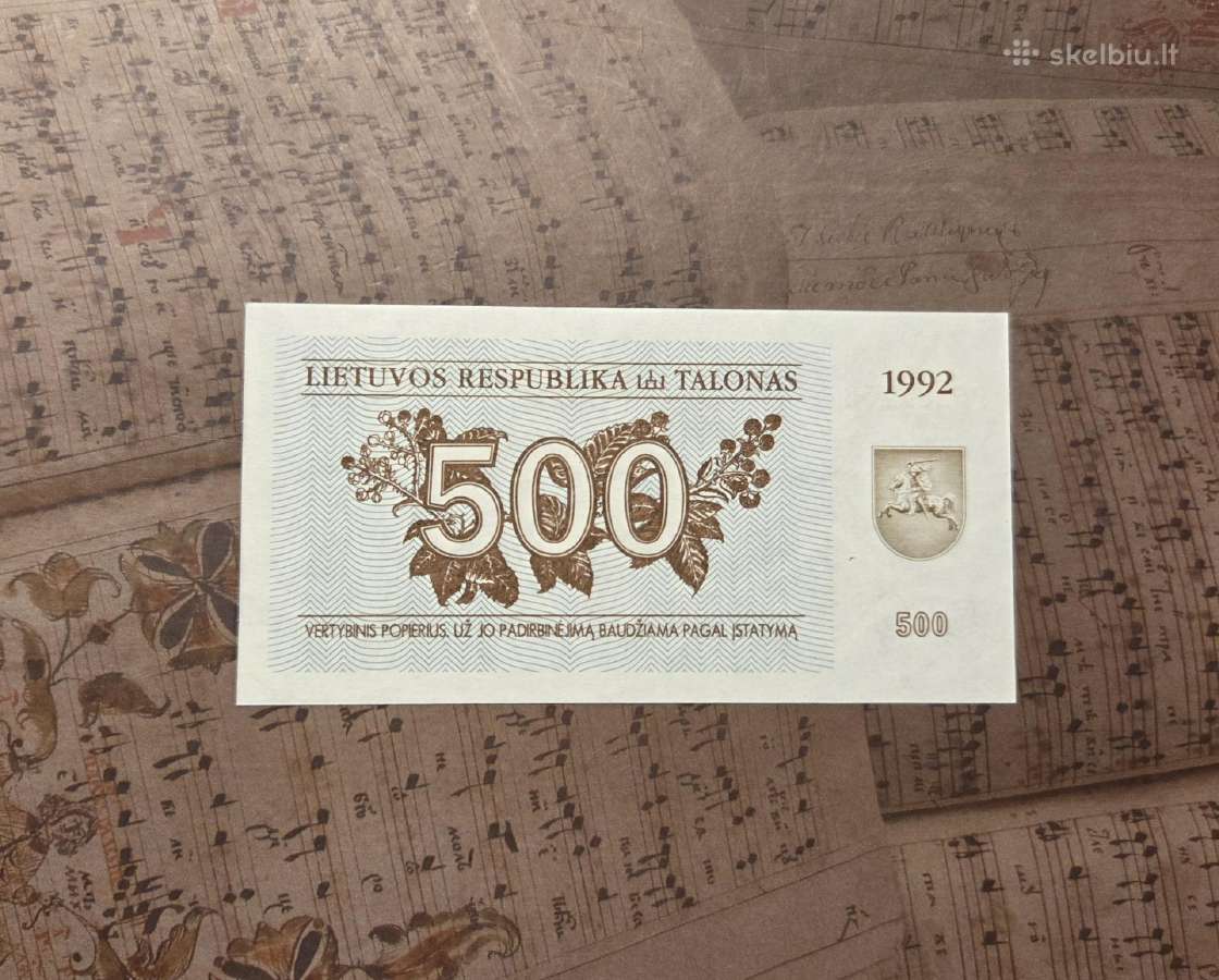 500 talonų 1992 Lietuva - unc - nuotraukos Nr. 2