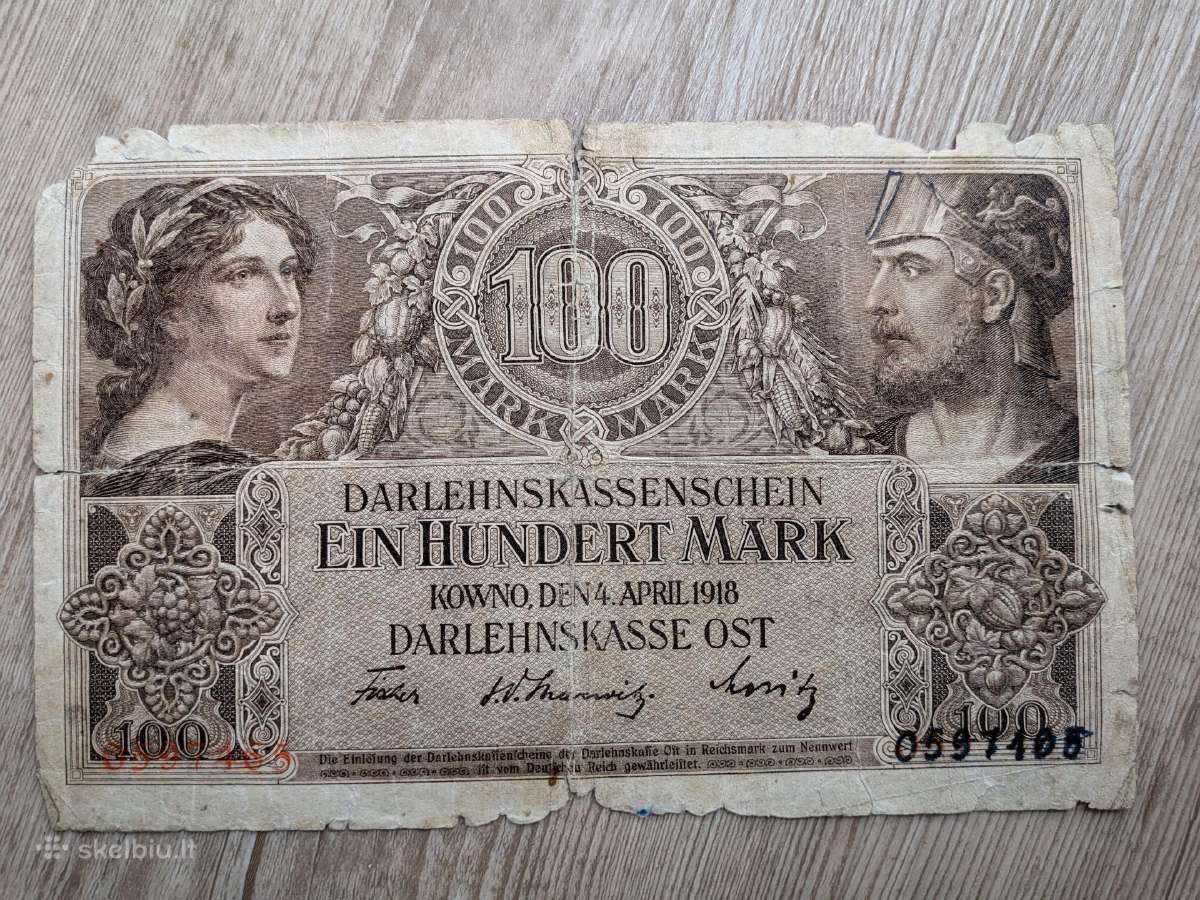 100 Ost markių 1918m (lietuviškos)
