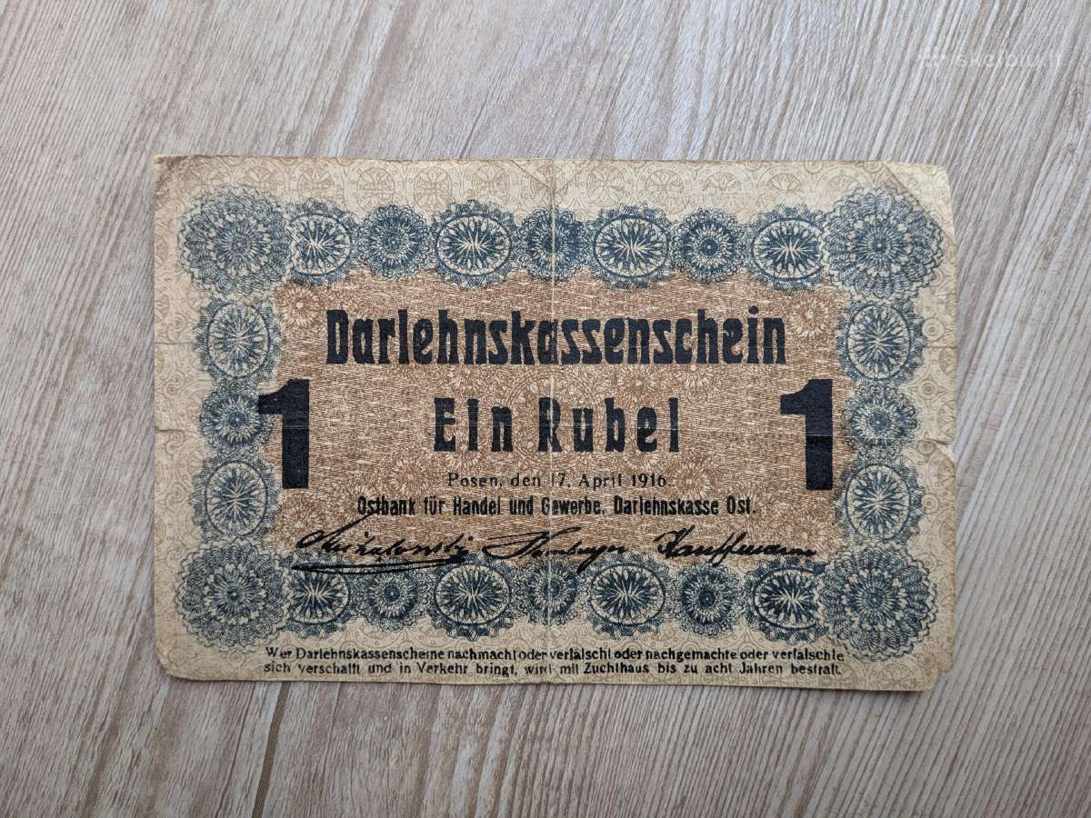 1 Ost rublis 1916m (lietuviškas).