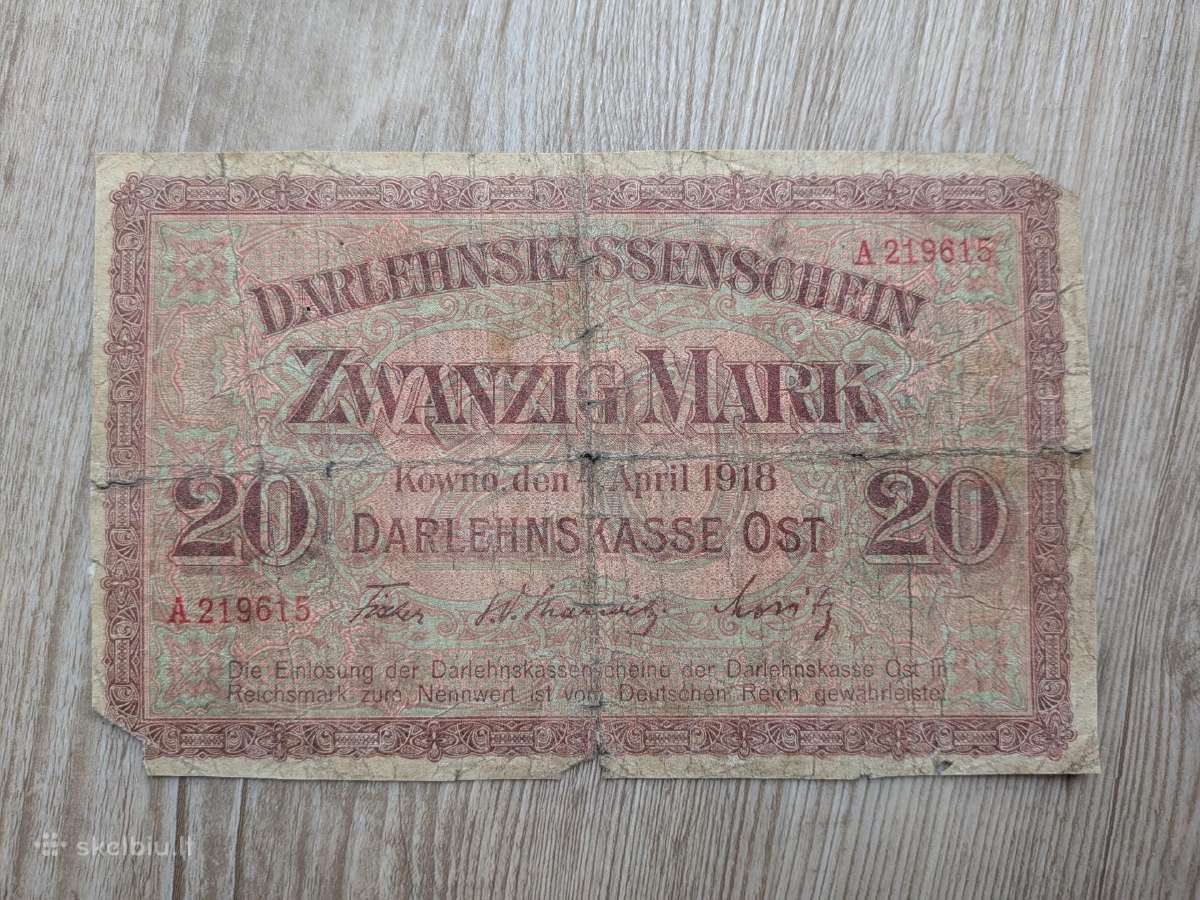 20 Ost markių 1918m (lietuviškos)