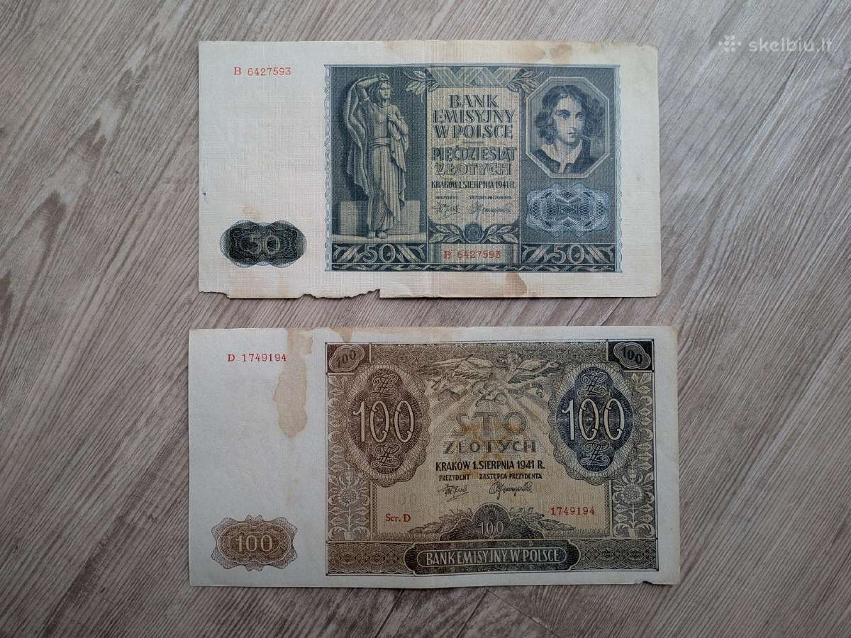 Lenkija 50 ir 100 zlotu 1941m
