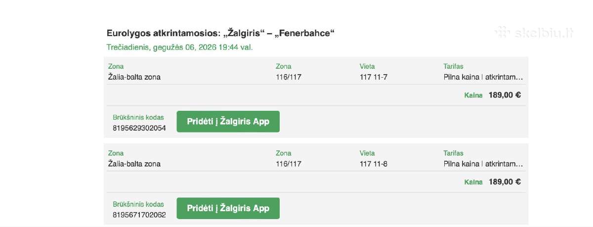 Zalgiris - Fenerbahce