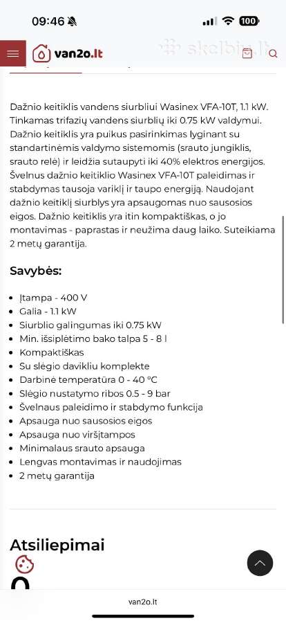 Dažnio keitiklis grežinio siurbliui.