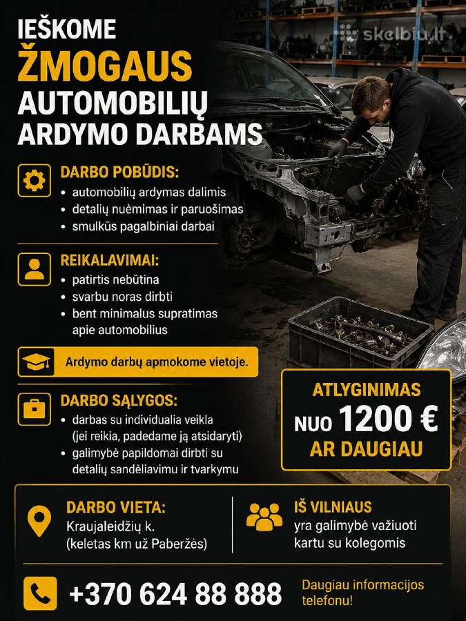 Automobilių ardytojo darbas