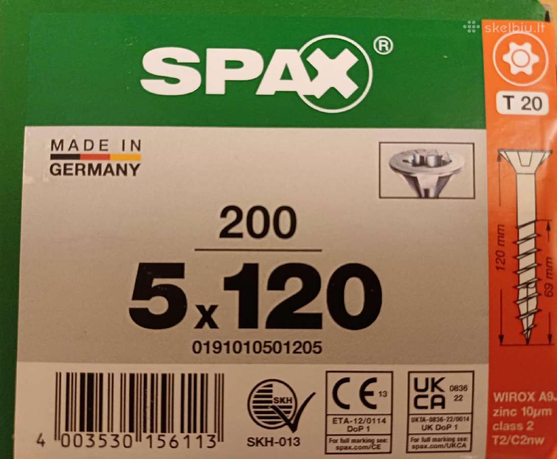 Spax medsraigčiai 5 x 120