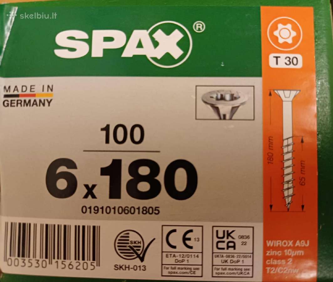 Spax medsraigčiai 6 x 180