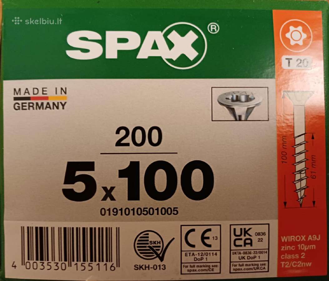 Spax medsraigčiai 5 x 100
