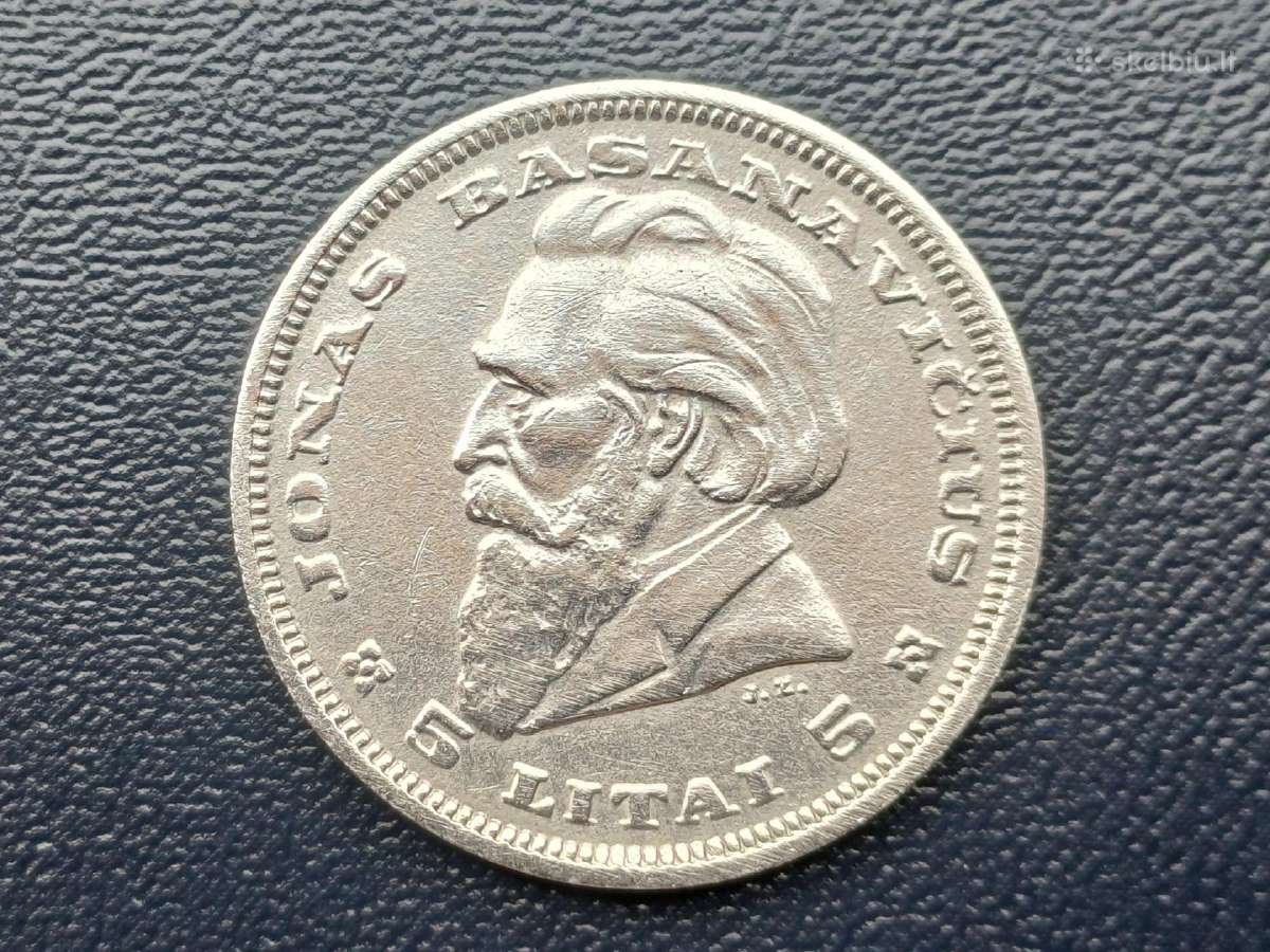 5 litai 1936m. Sidabras