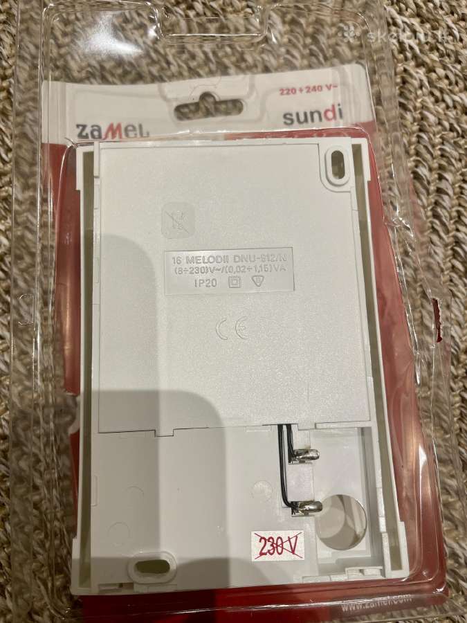 Durų skambutis Zamel Dnu-912/n 16 melodijų 230v - nuotraukos Nr. 2