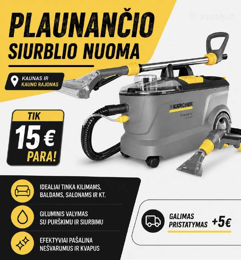 Baldu valymas, plaunančio siurblio nuoma Kaune