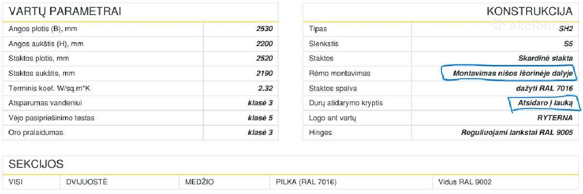 Ryternos atveriami vartai 2.53x2.2 - nuotraukos Nr. 2