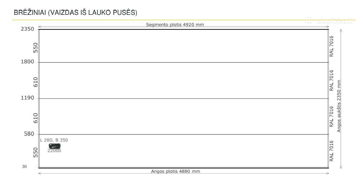 Ryternos vartai, 4.88x2.35 nauji