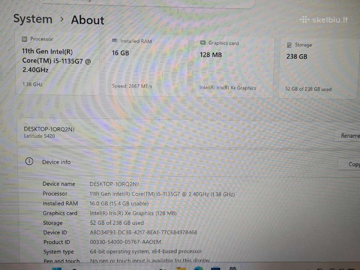 Dell Latitude 5420 – 11th Gen i5-1135g7 / 16/256gb - nuotraukos Nr. 5