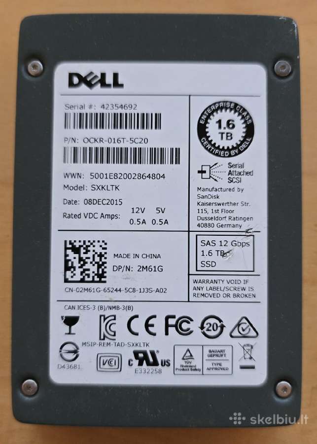 2.5" Sas SSD 200gb 3.84tb 7.68tb 15.36tb 30.72tb - nuotraukos Nr. 22