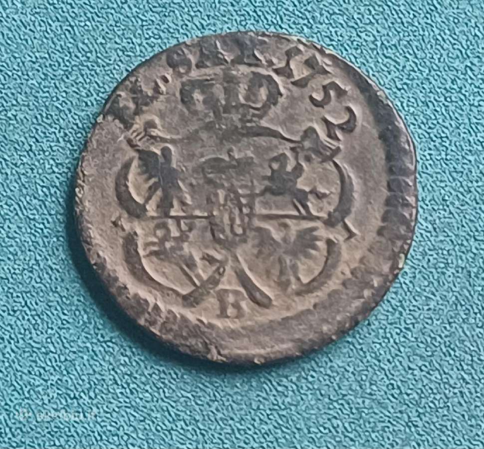 1752 metų Augusto III šilingas arba solidas ,B,