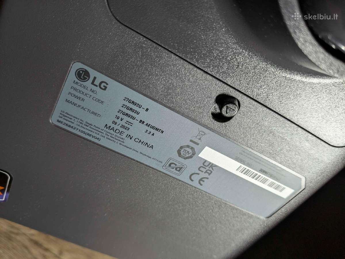 LG Ultragear 27gr93u-b 4k 144hz 27" defektuotas - nuotraukos Nr. 2