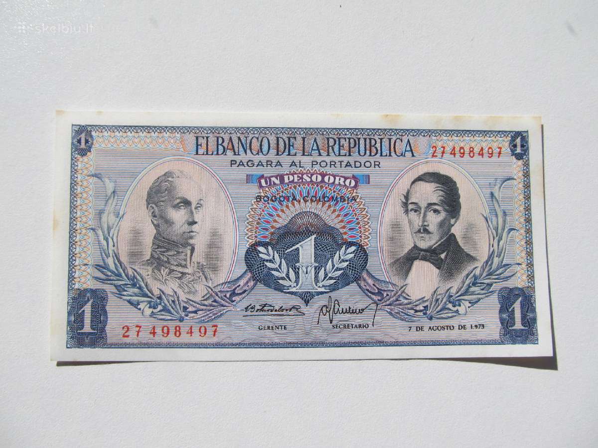 1 pesas oro , Kolumbija , 1973
