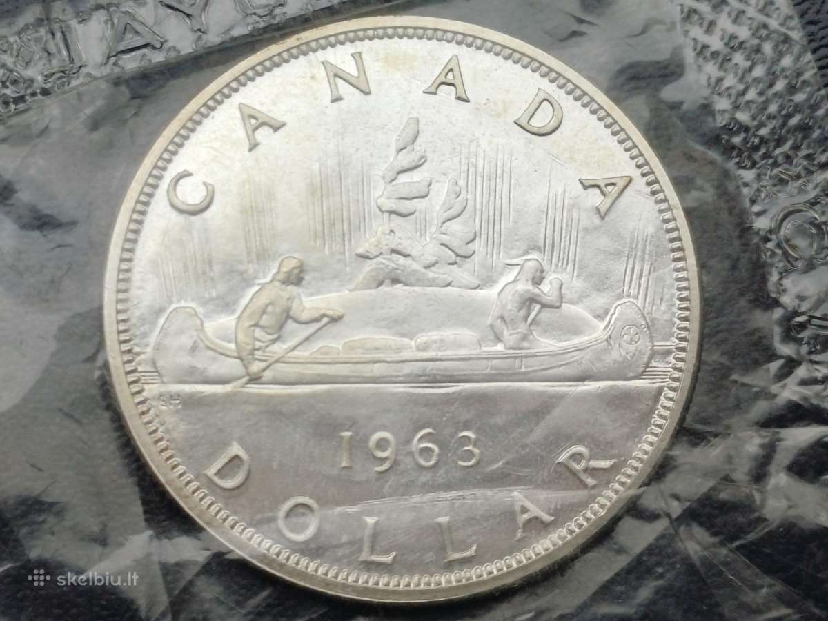 1 doleris 1963m. Kanada sidabras unc.