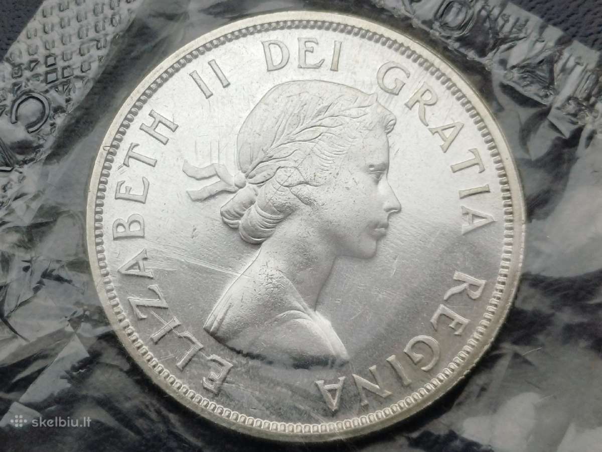 1 doleris 1963m. Kanada sidabras unc. - nuotraukos Nr. 2