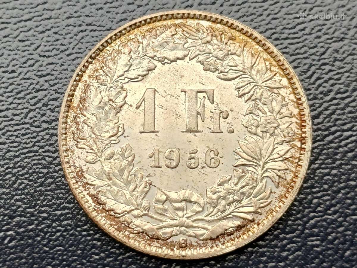 1 frankas 1956m. Šveicarija sidabras unc.