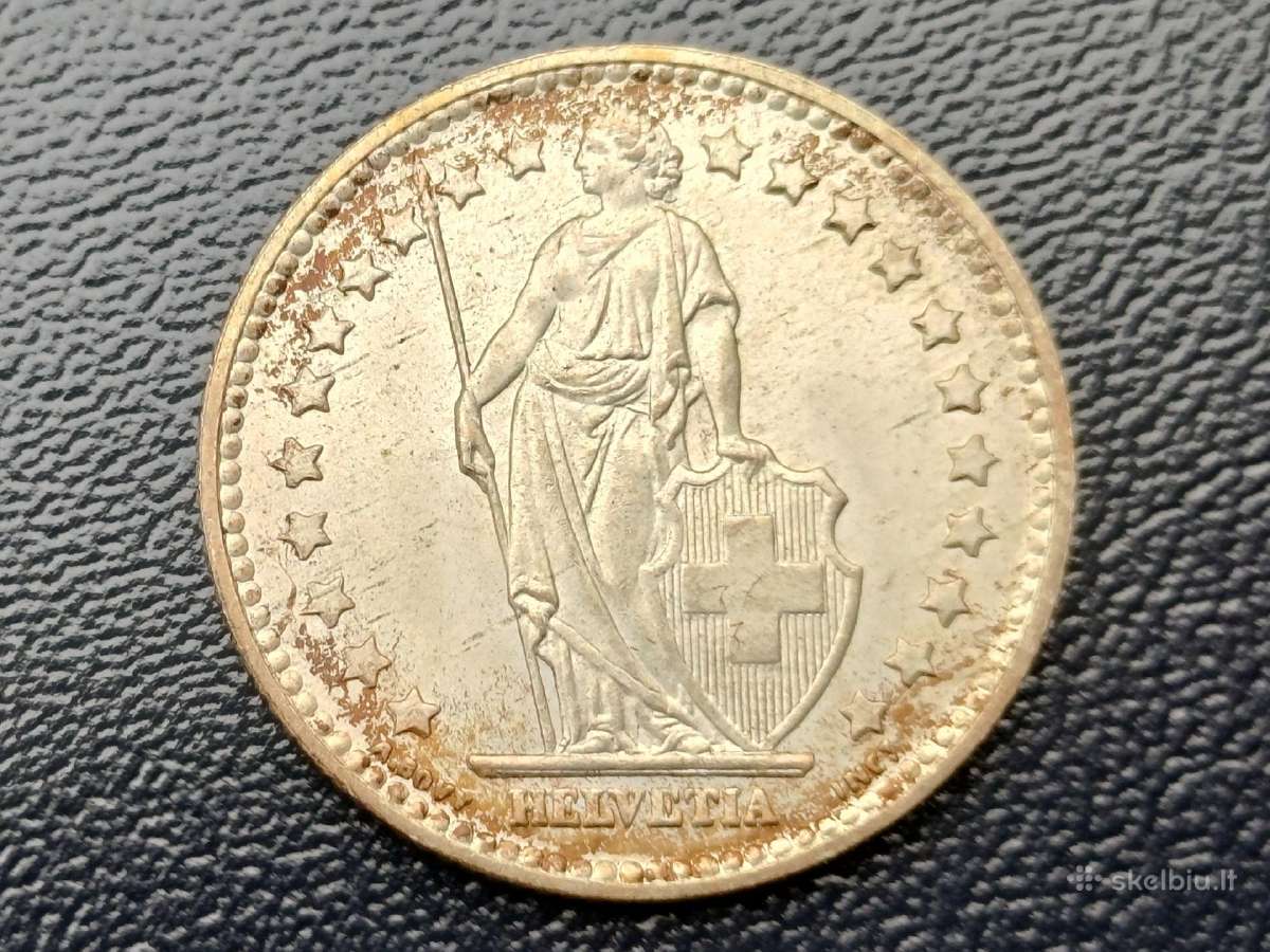 1 frankas 1956m. Šveicarija sidabras unc. - nuotraukos Nr. 2