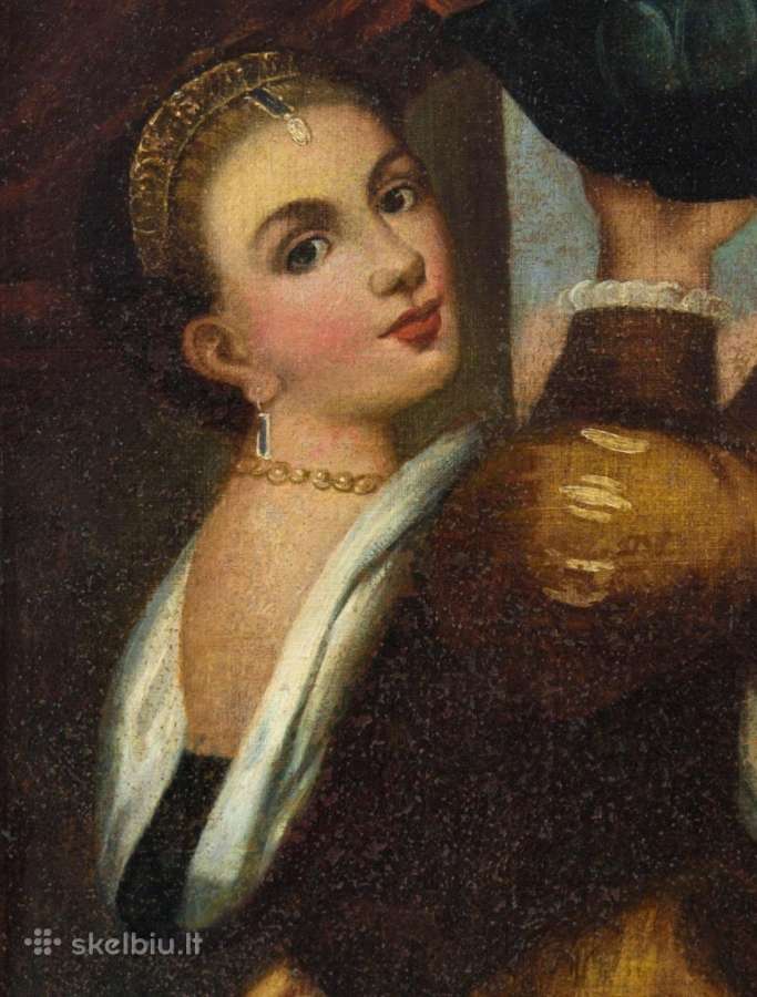 XVIII a. įtalų drobė - mergina su vaisių lekšte