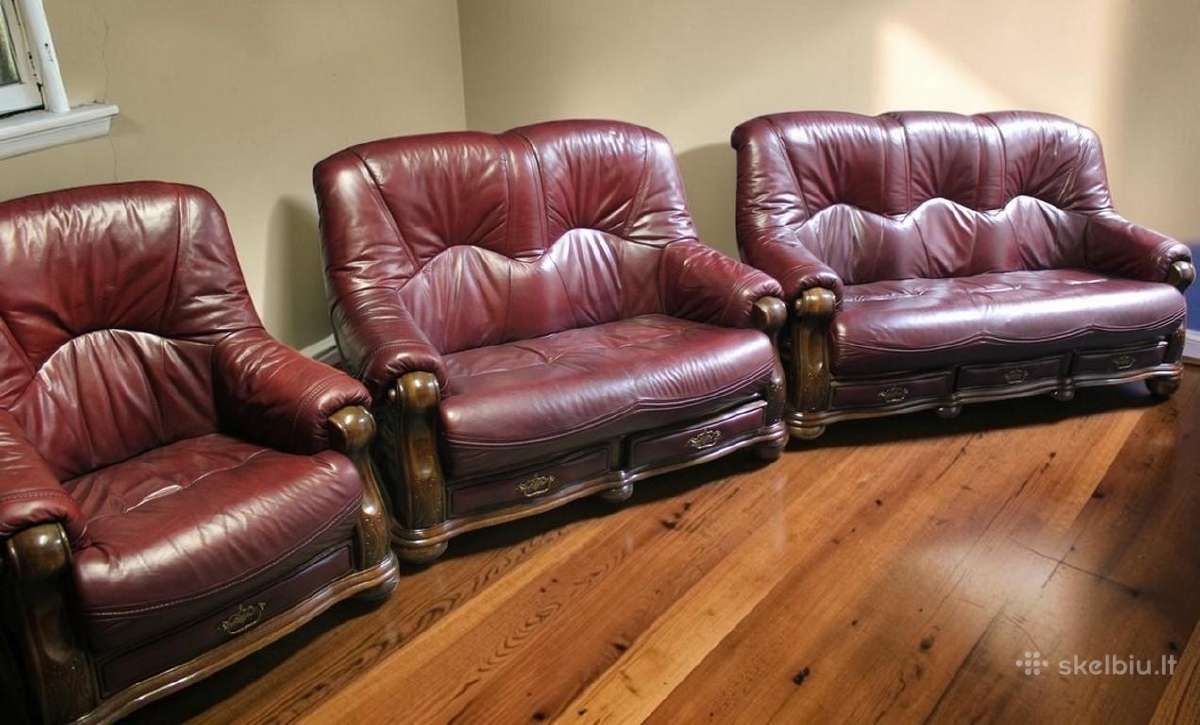 Natūralios odos sofa - nuotraukos Nr. 17