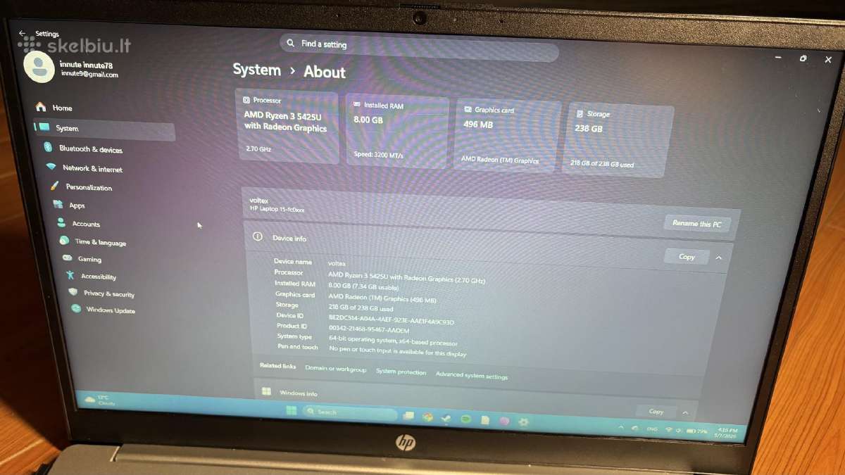 Hp 15 puikios būklės nešiojamas kompiuteris.