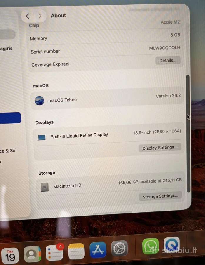Apple MacBook Air 13.6 Inch 8gb 256gb Kompiuteris - nuotraukos Nr. 4