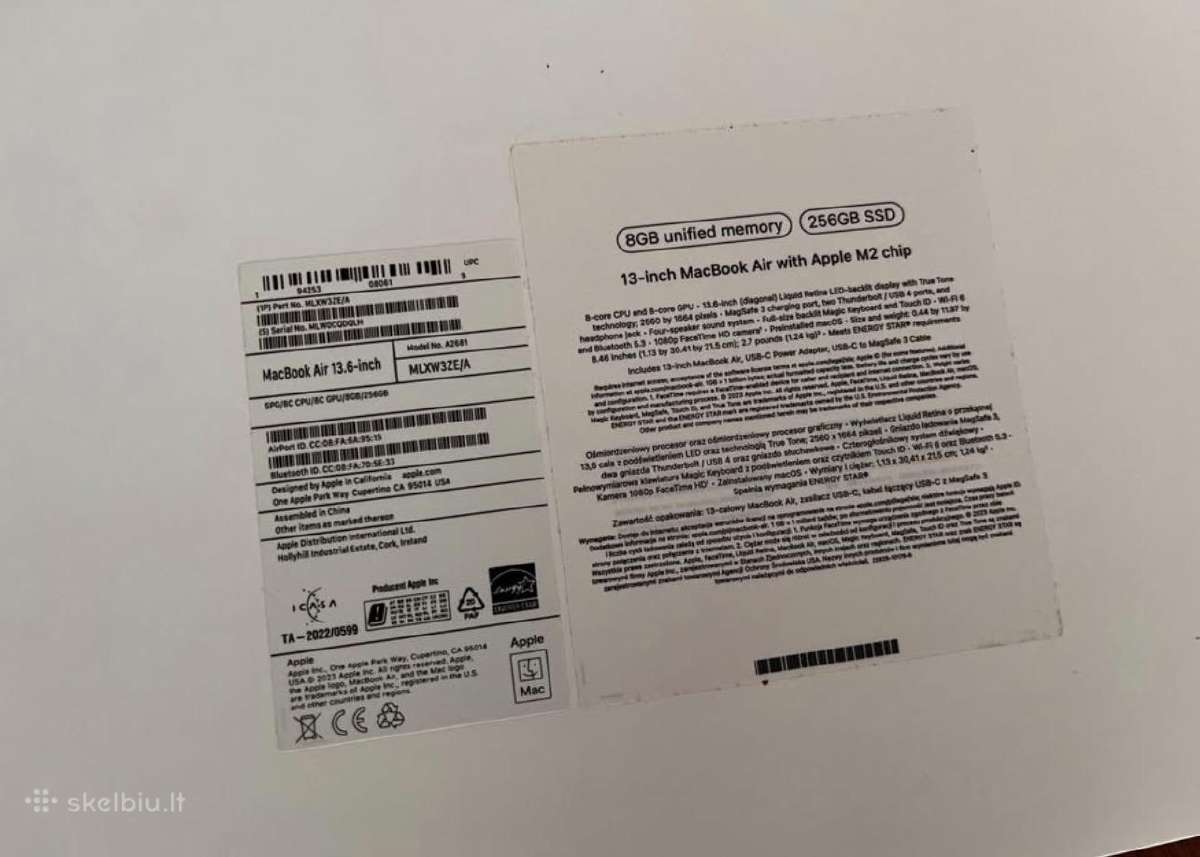 Apple MacBook Air 13.6 Inch 8gb 256gb Kompiuteris - nuotraukos Nr. 10