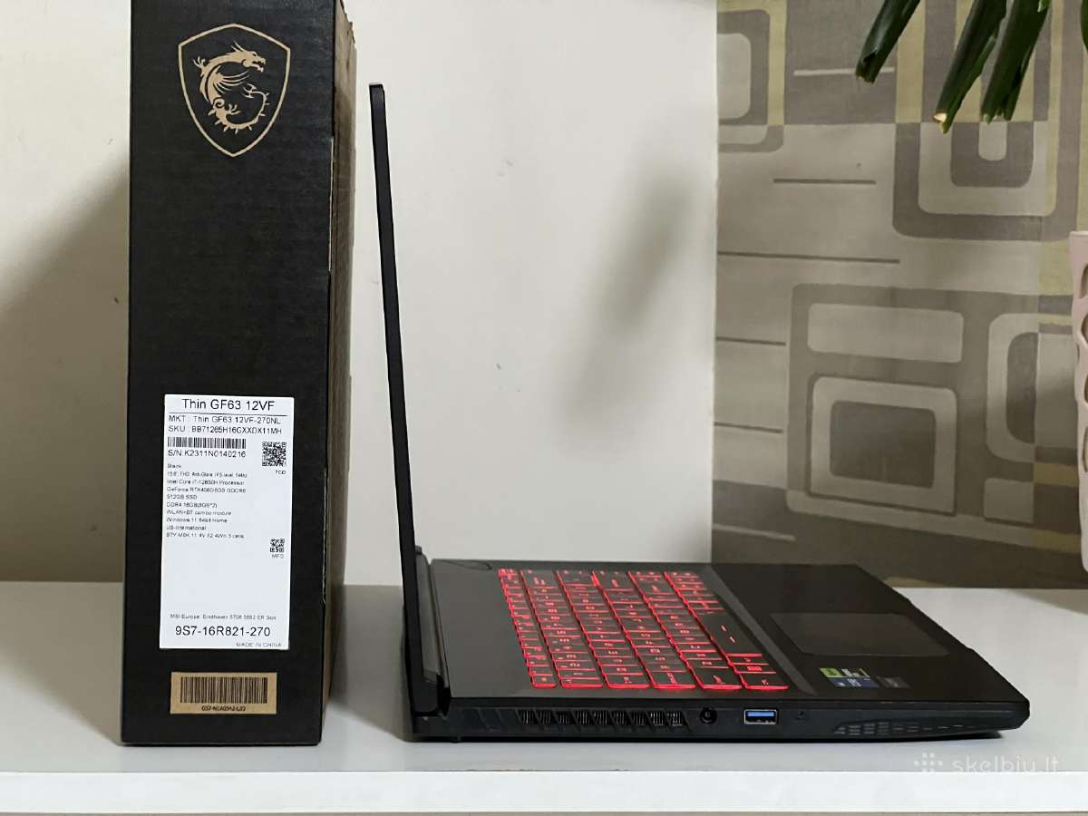 Parduodamas Msi Gf63 su Rtx 4060, I7-12k, 1tb. - nuotraukos Nr. 5