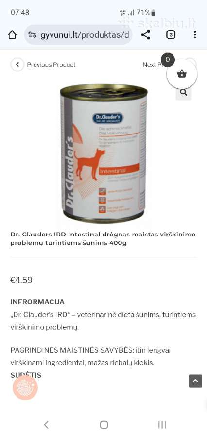 Jautriam virškinimui, vieno baltymo