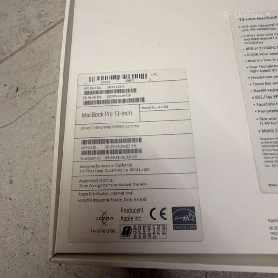 MacBook Pro 13 A1706 - nuotraukos Nr. 7