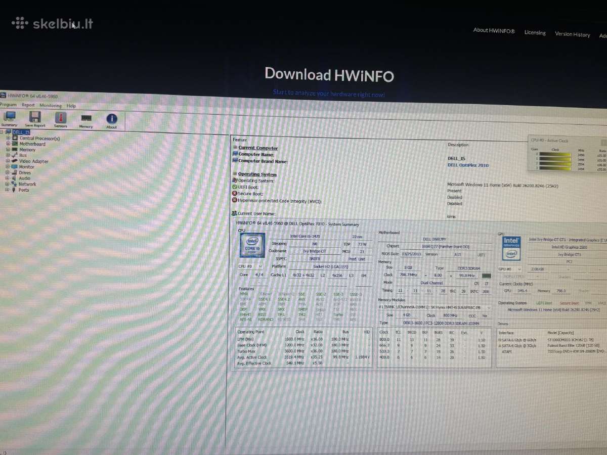 Dell optiplex 7010 i3 gen 3 8gb - nuotraukos Nr. 4