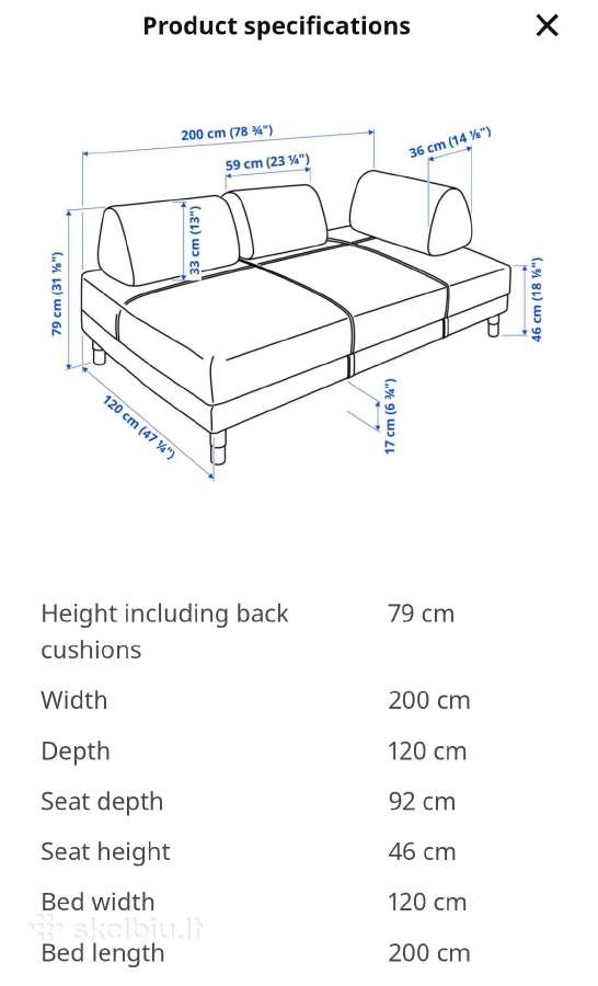 Parduodama Sofa Flotebbo Ikea - nuotraukos Nr. 5
