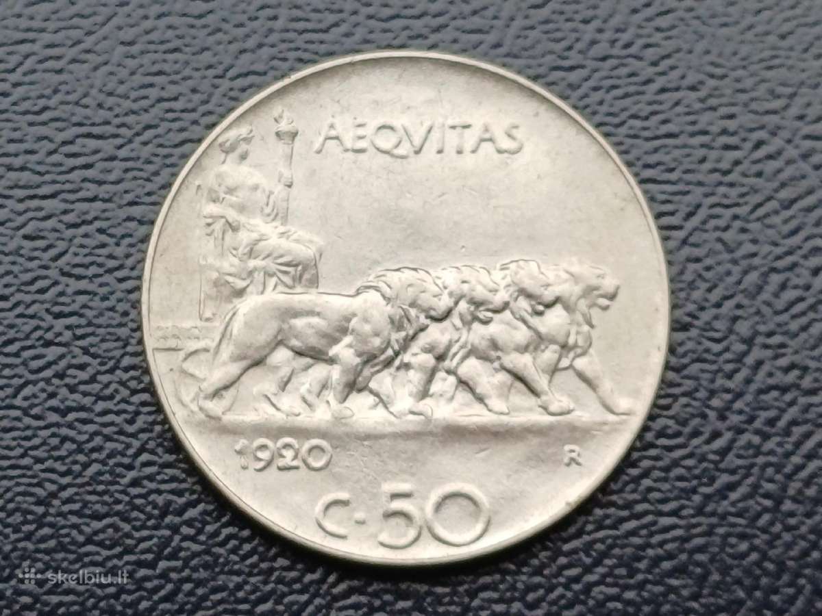50 čentisimų 1920m. Italija lygus gurtas