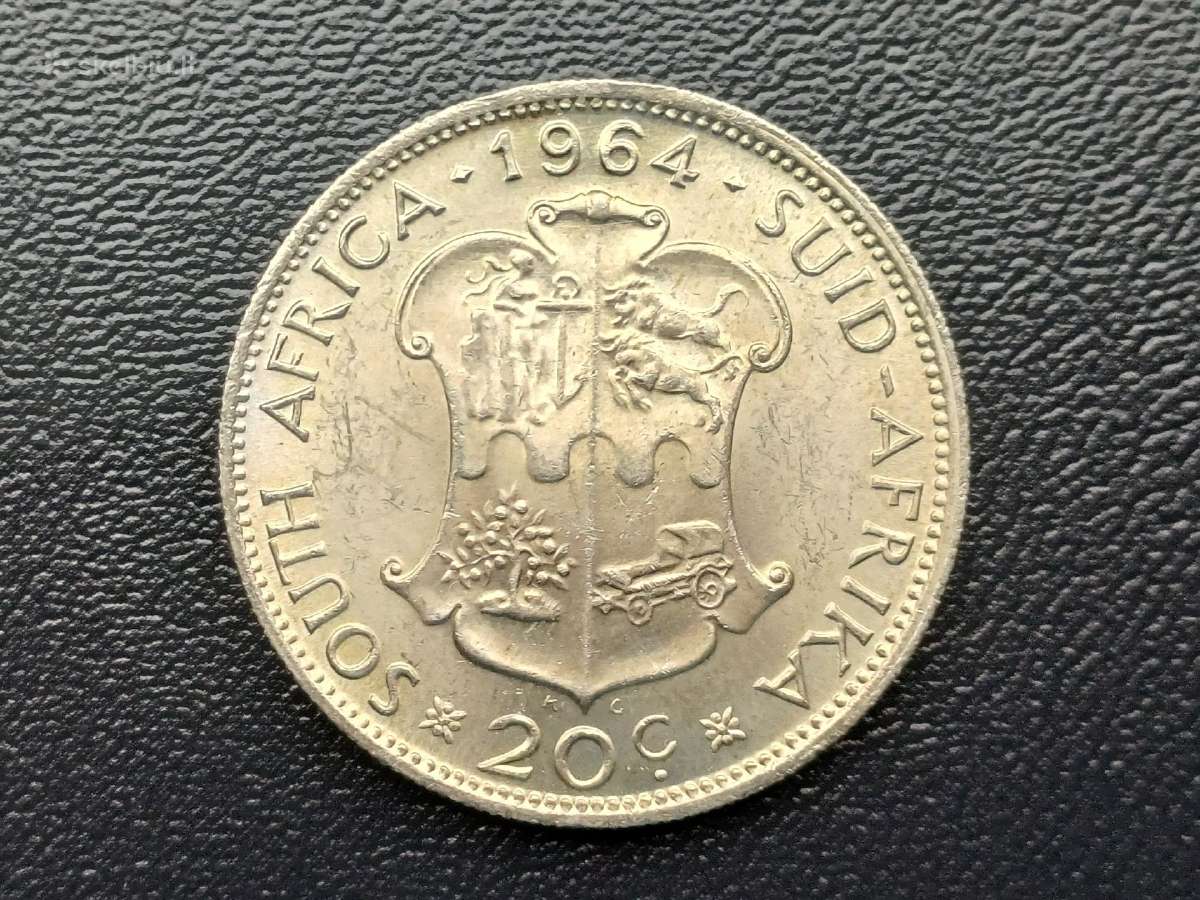 20 centų 1964m. Pietų Afrika sidabras unc.