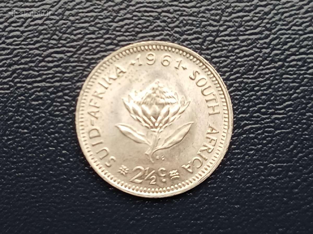 2,5 cento 1961m. Pietų Afrika sidabras unc.