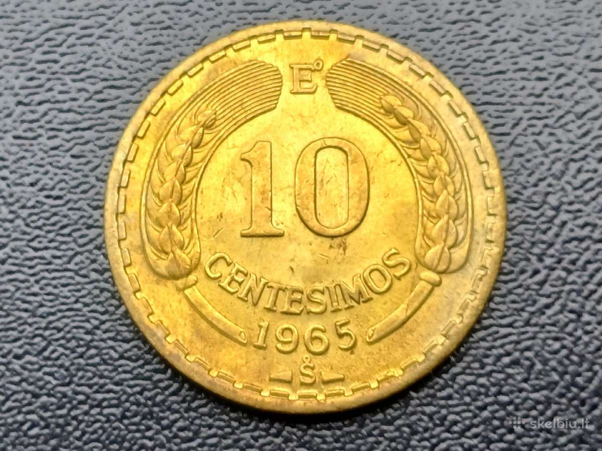 10 centisimų 1965m. Čilė