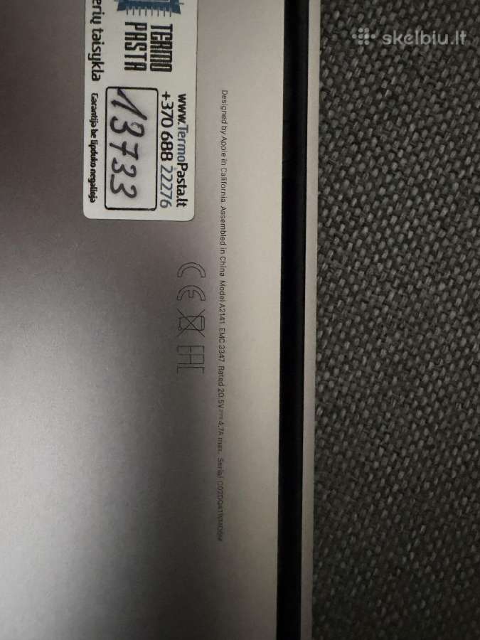 Neveikiantis Apple MacBook Pro16 (2019) Space Gray - nuotraukos Nr. 6