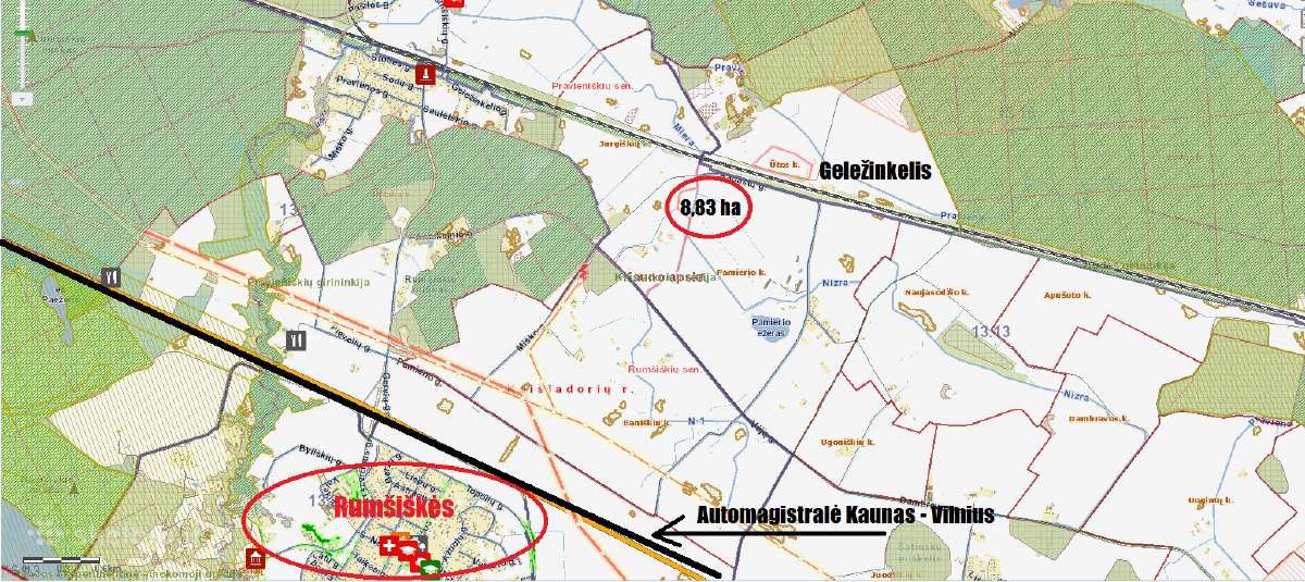 8,83 ha sklypas Rumšiškių sen., plėtros galimybės
