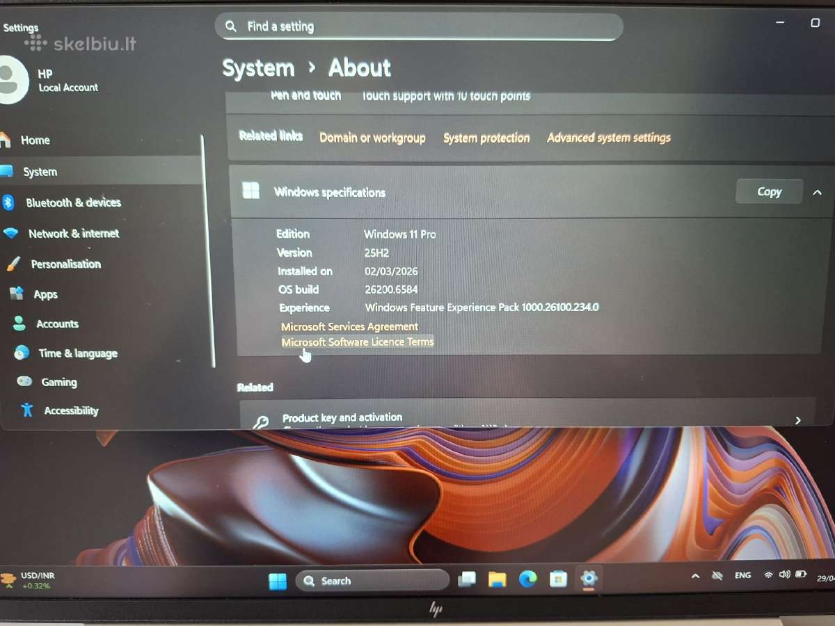 Hp Elitebook 645 G11 14col. Touch Screen 32gb RAM - nuotraukos Nr. 8