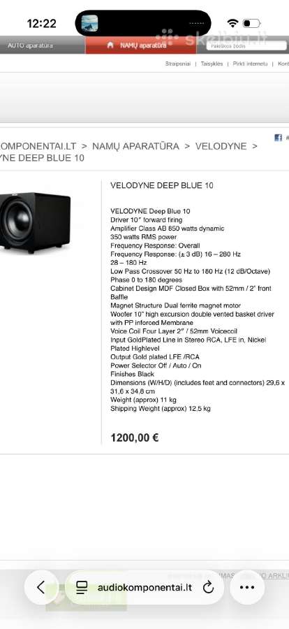 Velodyne Deep Blue 10 subas su garantija - nuotraukos Nr. 6