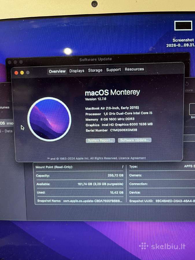 MacBook Air 2015 8gb 256gb - nuotraukos Nr. 3