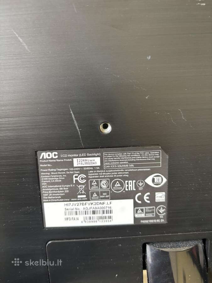 Aoc I2269VWm 1920x1080p 60hz 5ms 21,5col - nuotraukos Nr. 3