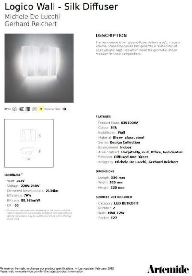 Nauji Artemide Logico Wall šviestuvai - 8 vnt. - nuotraukos Nr. 2