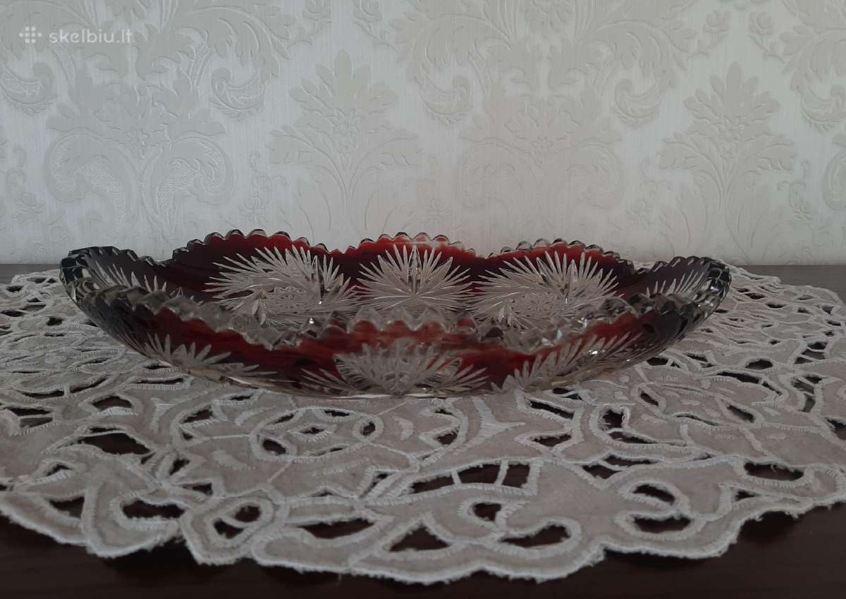 Bordo spalvos krištoliniai bokalai ir serviravimo - nuotraukos Nr. 3