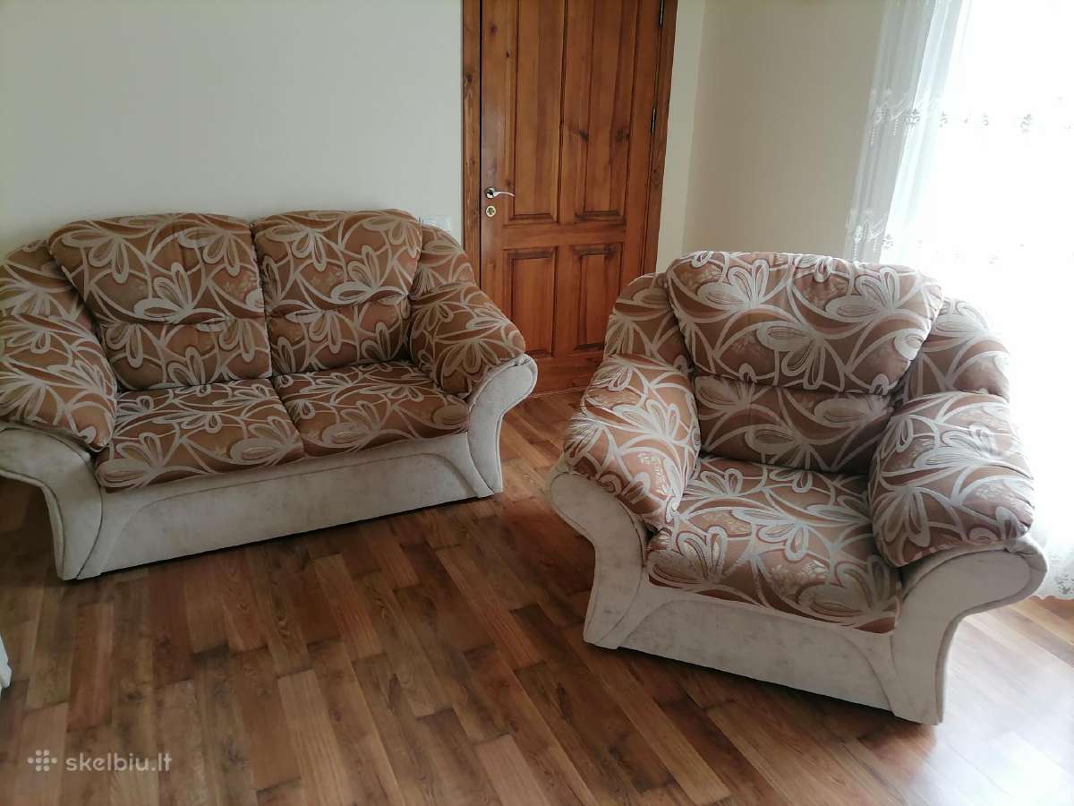 Parduodami baldai trisedis dvisedis ir fotelis