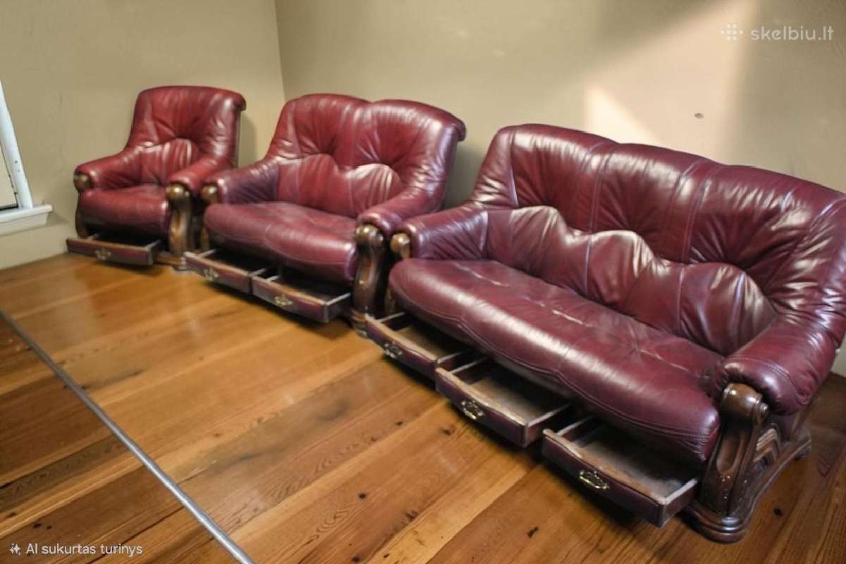 Natūralios odos sofa su miegojimo funkcija - nuotraukos Nr. 21