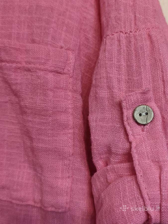 Rožiniai marškinėliai medvilniniai moterims - nuotraukos Nr. 2